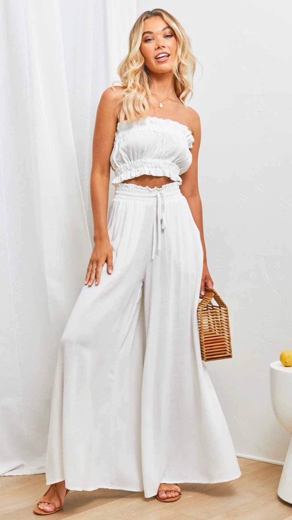 👖 50% OFF NOW! ✨ Solid-Color Wide-Leg High-Waisted Pants – Cotton Blend, Loose Fit & Adjustable Drawstring 🌿