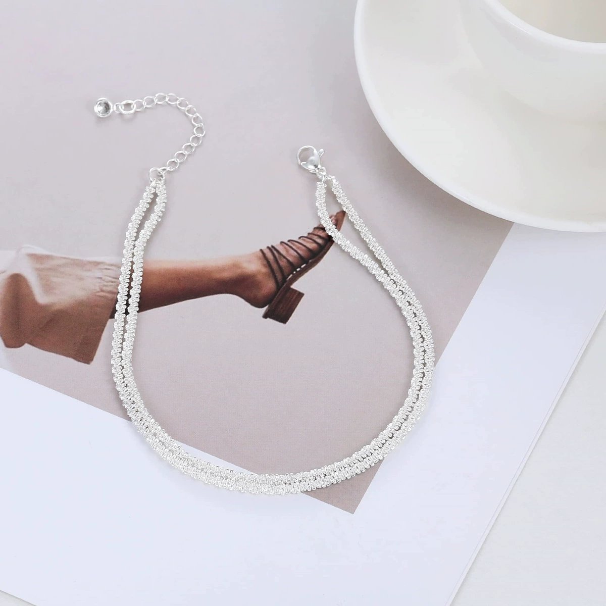 ⭐ 50% OFF NOW! 💦 Dainty Layered Waterproof Anklet – Delicate chains, waterproof & tarnish-free – Perfect for beach, pool & daily wear ✨