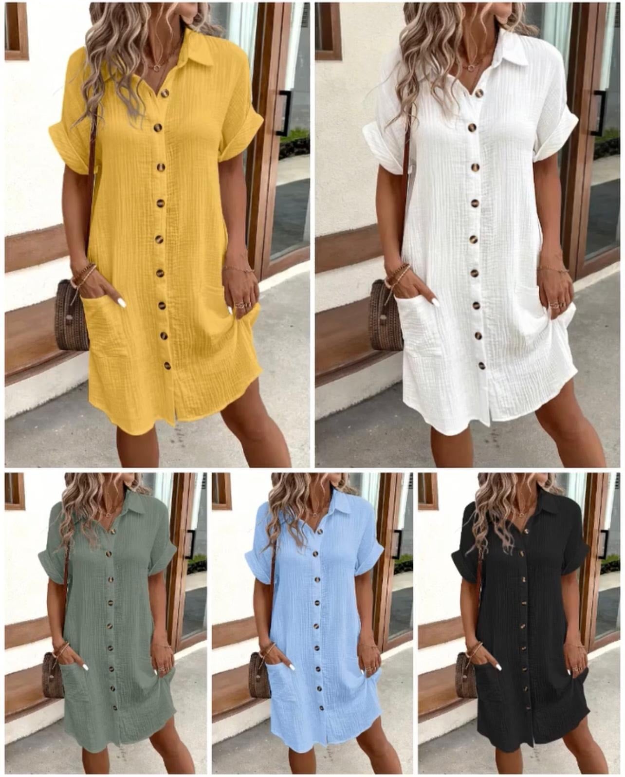 💎50% OFF! 💎✨Women’s Summer Midi Dress – Breezy, Flattering & Effortlessly Chic! Lightweight Button-Down with Pockets 🇬🇧☀️
