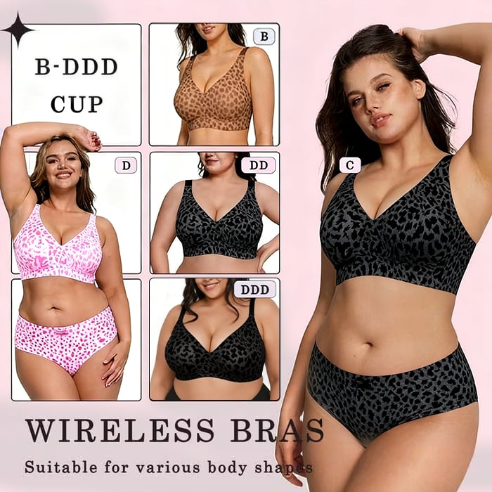 🏆LAST DAY SALE 58% OFF 🔥Super Firming Wirefree Jelly Bra with Leopard Print 👍