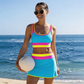 ⏳🔥50% OFF & Free Shipping🔥 ⏰Color Block Patchwork Nylon Sporty 3-Piece Bikini Set - High Waisted & Tummy Control Swimsuit👙🌈