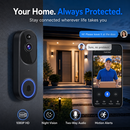 💐 50% OFF NOW! 📱 Smart HD Doorbell – Remote Access & Instant Alerts – Crystal-clear video, motion detection & two-way talk – perfect for home security 🚪