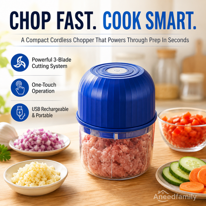 🔥Limited Time 50% OFF🔥Wireless Efficient Electric Mini Food Chopper🧑‍🍳– Robust Motor, Smart Design & Stainless Steel Blades⏱️🔪