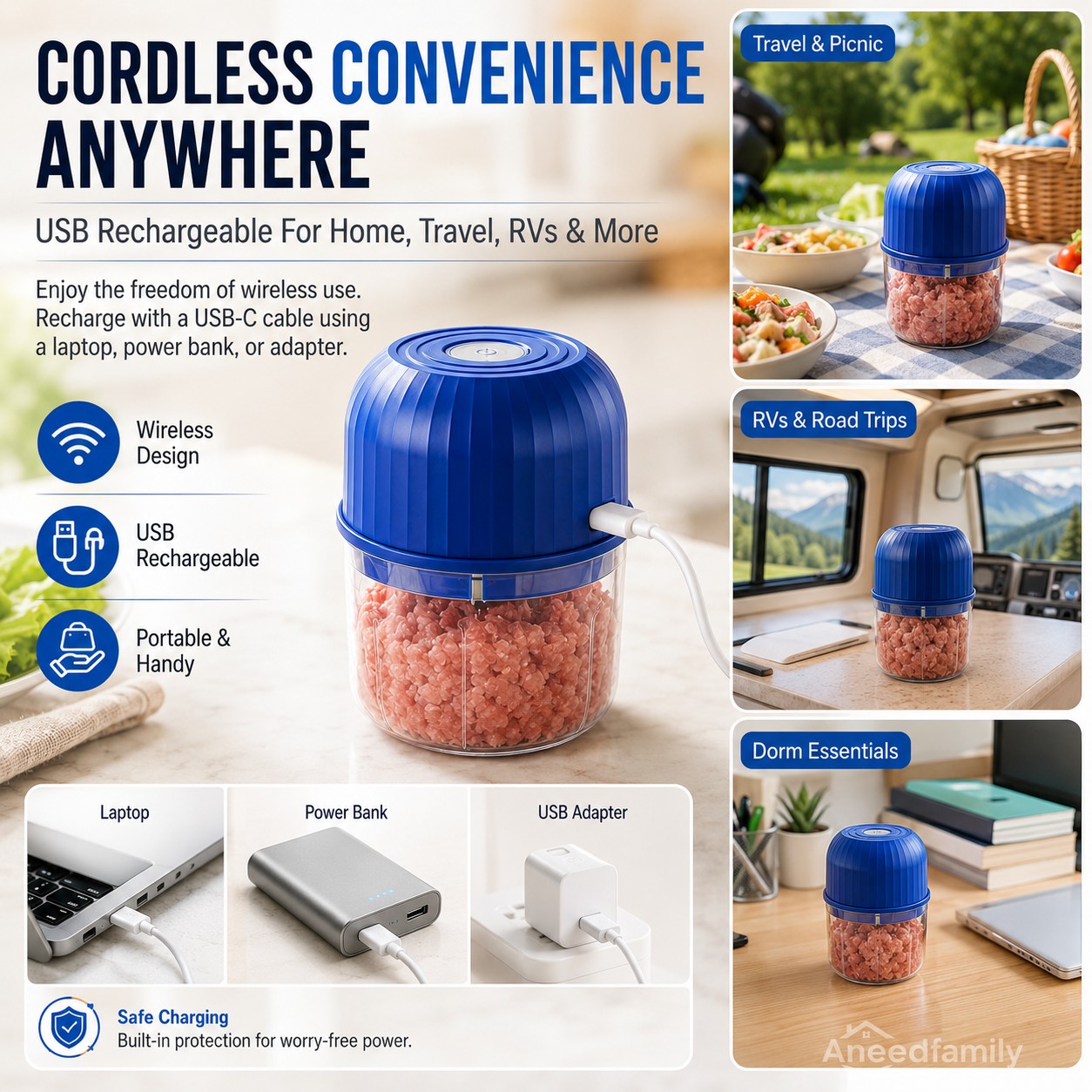 🔥Limited Time 50% OFF🔥Wireless Efficient Electric Mini Food Chopper🧑‍🍳– Robust Motor, Smart Design & Stainless Steel Blades⏱️🔪