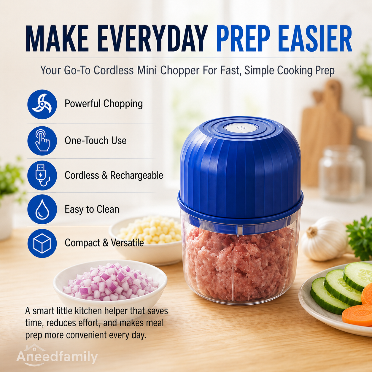 🔥Limited Time 50% OFF🔥Wireless Efficient Electric Mini Food Chopper🧑‍🍳– Robust Motor, Smart Design & Stainless Steel Blades⏱️🔪