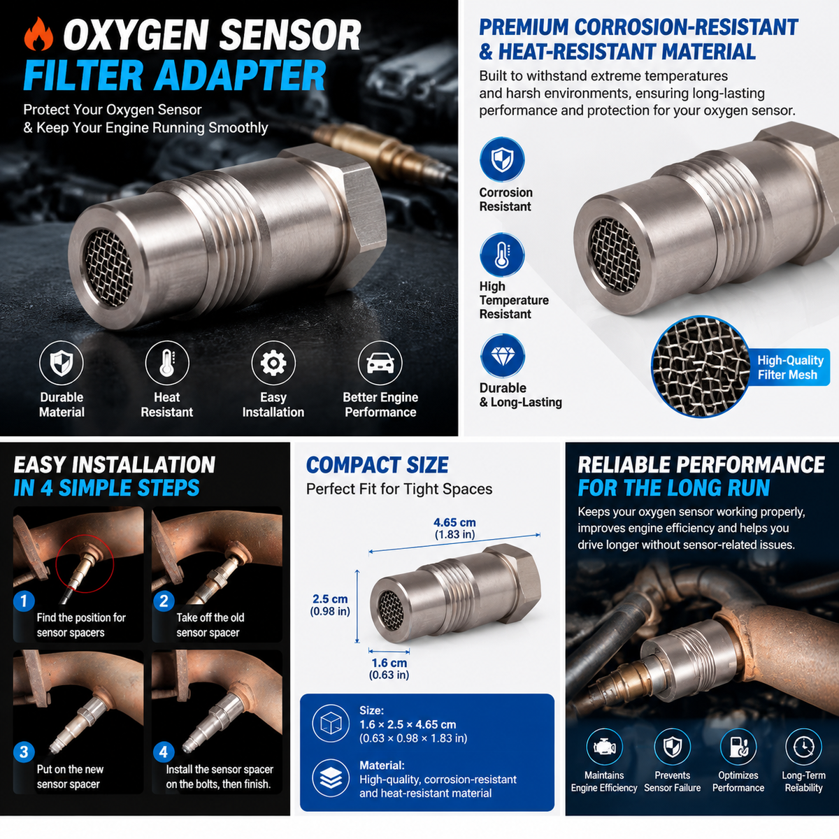 🚗 50% OFF | Oxygen Sensor Filter Adapter – Compact, Durable & Easy to Install