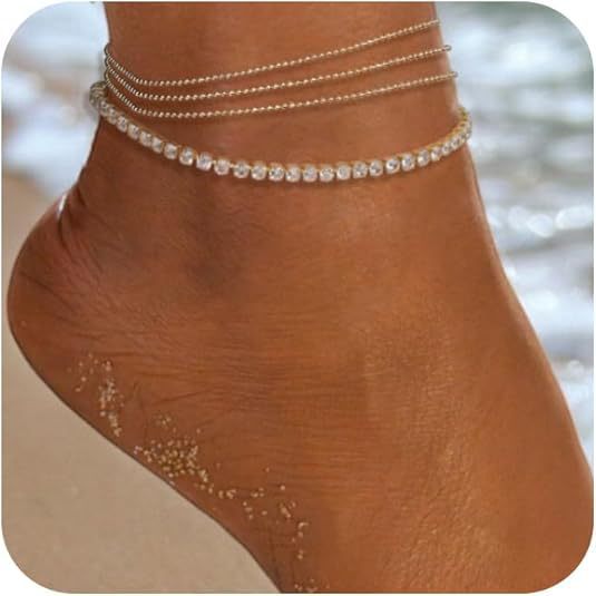 ⭐ 50% OFF NOW! 💦 Dainty Layered Waterproof Anklet – Delicate chains, waterproof & tarnish-free – Perfect for beach, pool & daily wear ✨