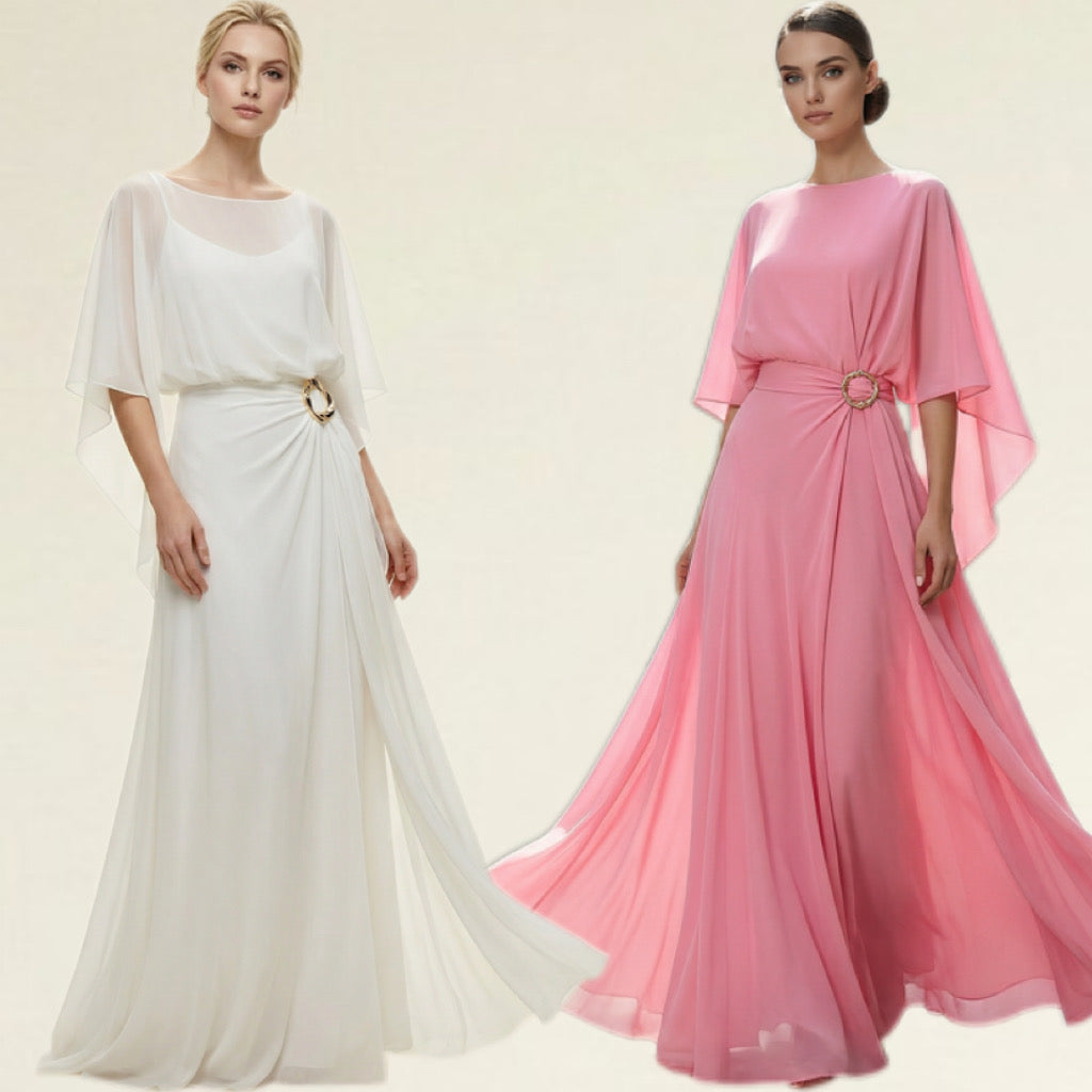 Flowing Cape Sleeve Top & Wrap Pants Set ✨ Effortless Elegance
