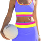 ⏳🔥50% OFF & Free Shipping🔥 ⏰Color Block Patchwork Nylon Sporty 3-Piece Bikini Set - High Waisted & Tummy Control Swimsuit👙🌈