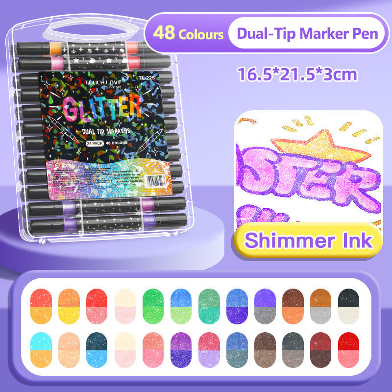 🔥This Week's Special Price:£7.99!!✨🎁Dual-Tip Glitter Marker Pen