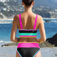⏳🔥50% OFF & Free Shipping🔥 ⏰Color Block Patchwork Nylon Sporty 3-Piece Bikini Set - High Waisted & Tummy Control Swimsuit👙🌈