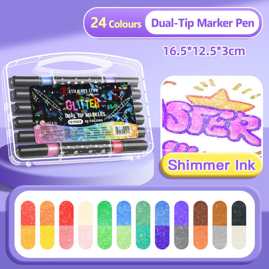 🔥This Week's Special Price:£7.99!!✨🎁Dual-Tip Glitter Marker Pen