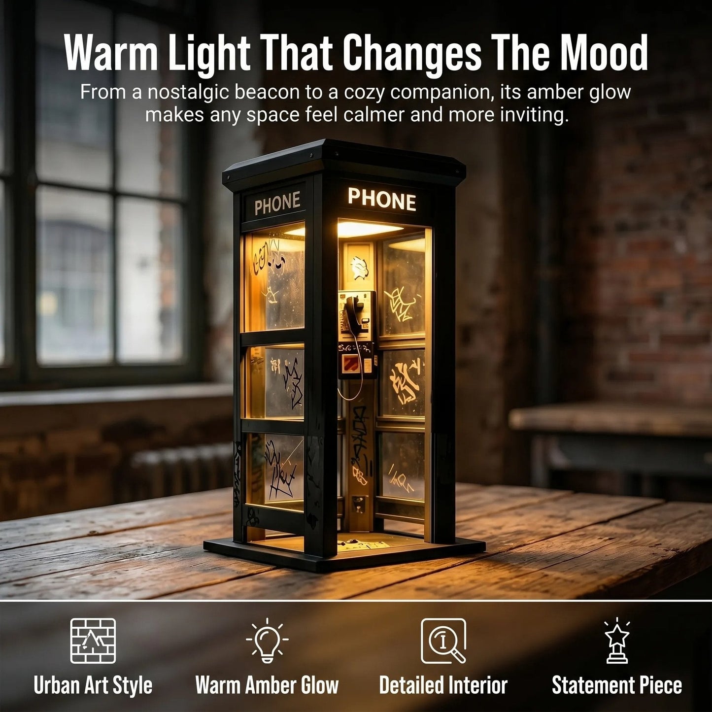 📞✨Vintage Phone Booth Ambient Lamp