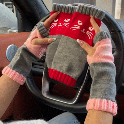⚡⚡Christmas Hot Sale 50% OFF!🔥Warm and Cuddly🧤Women's Knitted Fingerless Gloves with Cute Cat Pattern🐱