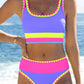 ⏳🔥50% OFF & Free Shipping🔥 ⏰Color Block Patchwork Nylon Sporty 3-Piece Bikini Set - High Waisted & Tummy Control Swimsuit👙🌈