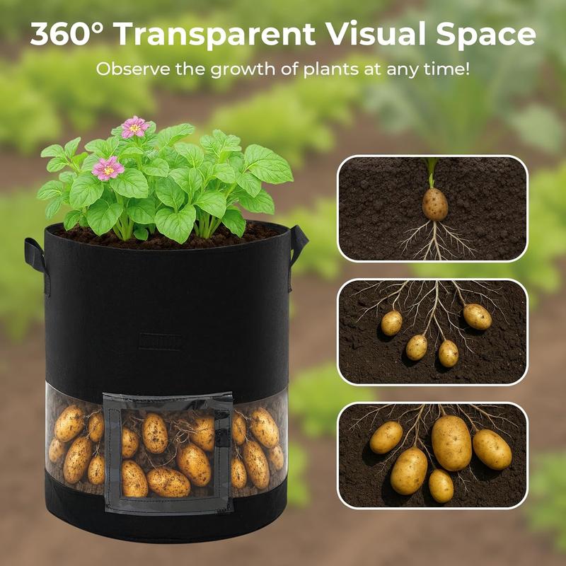18/26/38L Large Capacity Potato Grow Planter PE Container Bag Pouch Tomato Vegetables Garden Outdoor