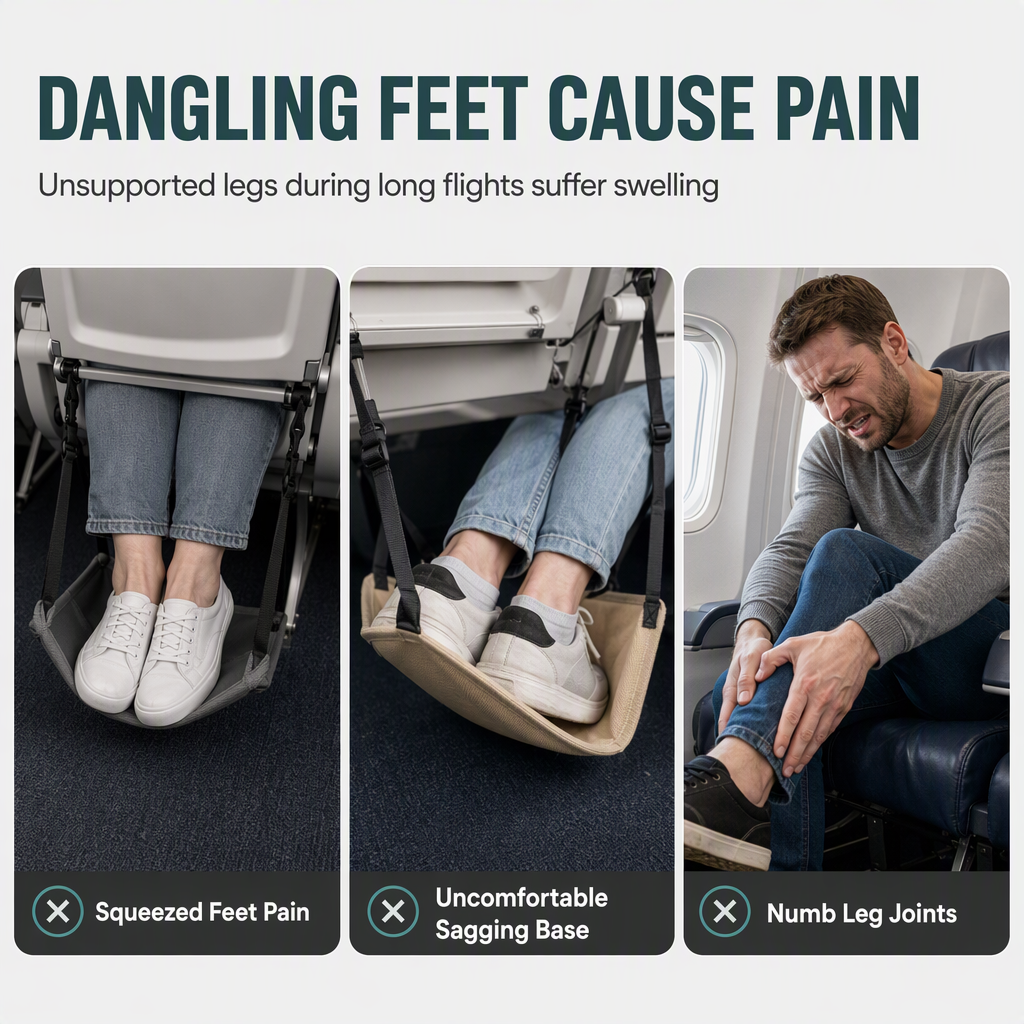 ✈️Portable Airplane Footrest Hammock Travel Foot Rest Sling for Long Distance Flights and Office Use with Storage Bag