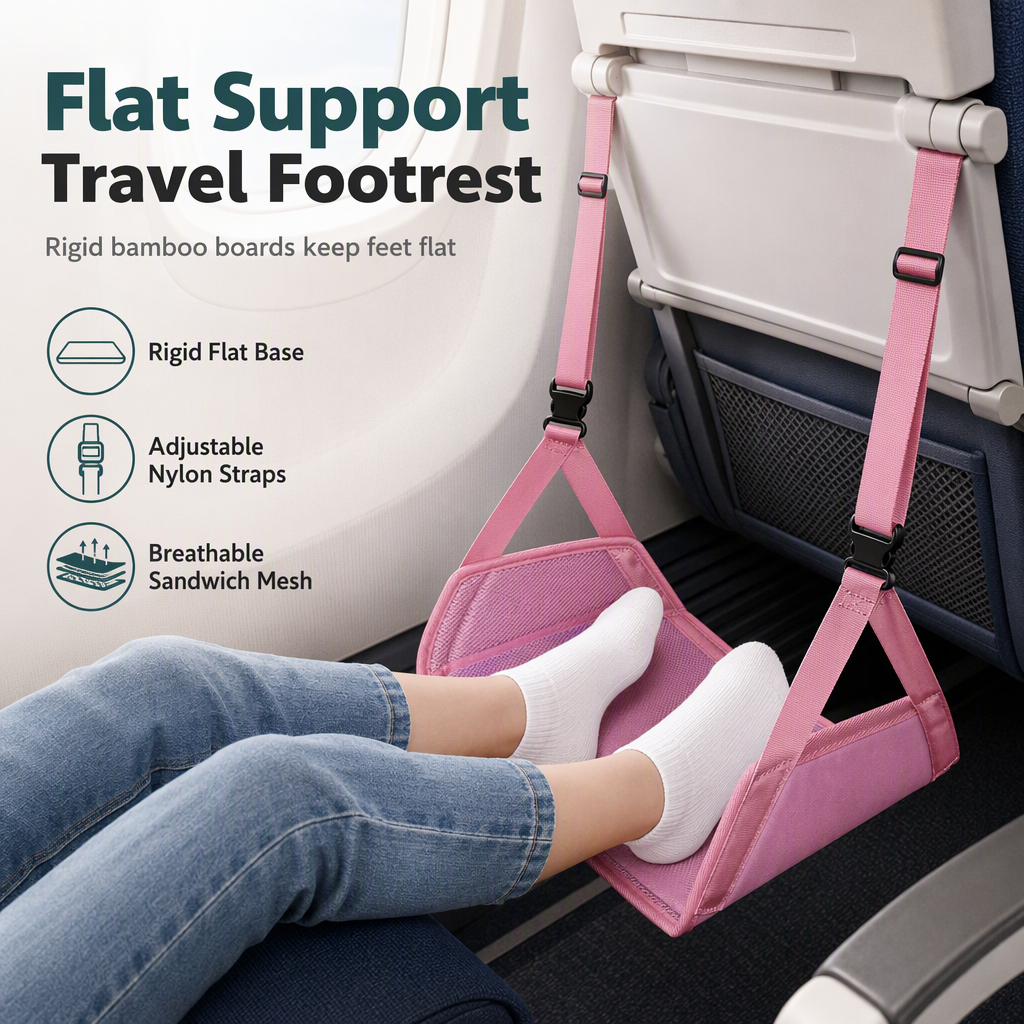 ✈️Portable Airplane Footrest Hammock Travel Foot Rest Sling for Long Distance Flights and Office Use with Storage Bag