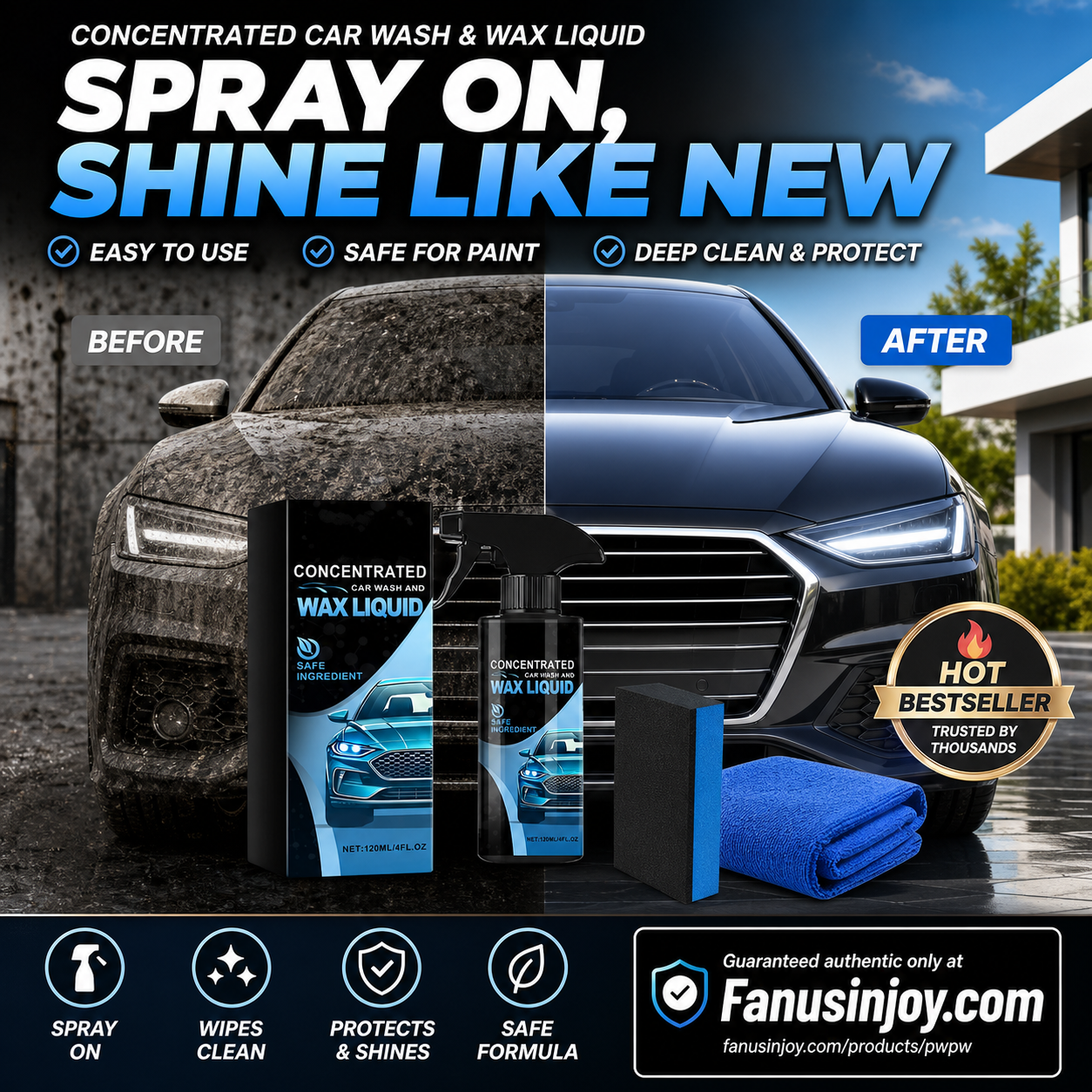 🔥2026 LAST DAY SALE 50% OFF🔥Buy 3 Get 2 Free 🚘Bring your car a brand-new look！✨️Gentle and Effective Car Cleaning Spray (with Sponge and Wipe)