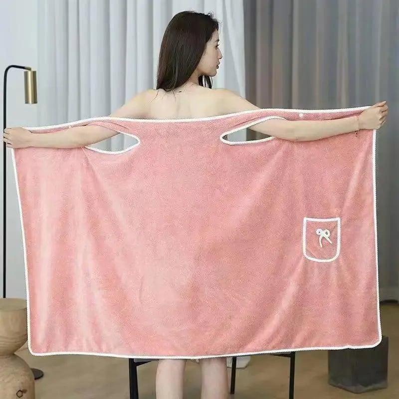 💥 50% OFF! ✨ Plus Size Women's Wearable Shower Skirt – Secure 2-Button Design, Super-Soft Coral Fleece & Quick-Dry Absorbent – Full Coverage That Stays Put, No Awkward Towel Drops 🚿