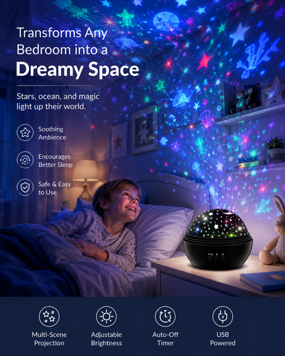 🌌 50% OFF NOW! ⭐ 2-in-1 Rotating Star Projector Night Light – Soothing starry projection, calming colors & rotating effect – Perfect for kids’ rooms & relaxation 🌙