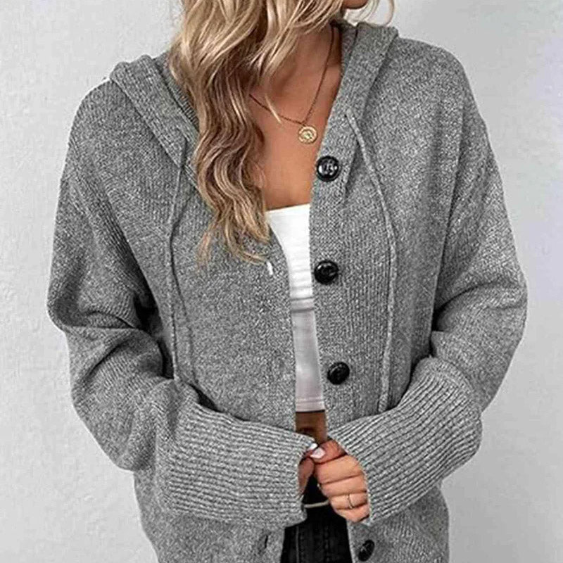 🔥 Women's Autumn Knit Drawstring Hooded Coat – Cosy, Relaxed Fit & Perfect for Layering on Crisp Days 🍂✨
