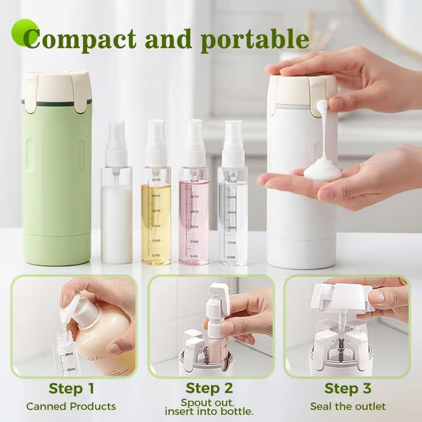 🧴 49% OFF NOW! 🎉 4-in-1 Travel Dispenser Bottles – Leak-Proof, Refillable & TSA Approved ✈️📦