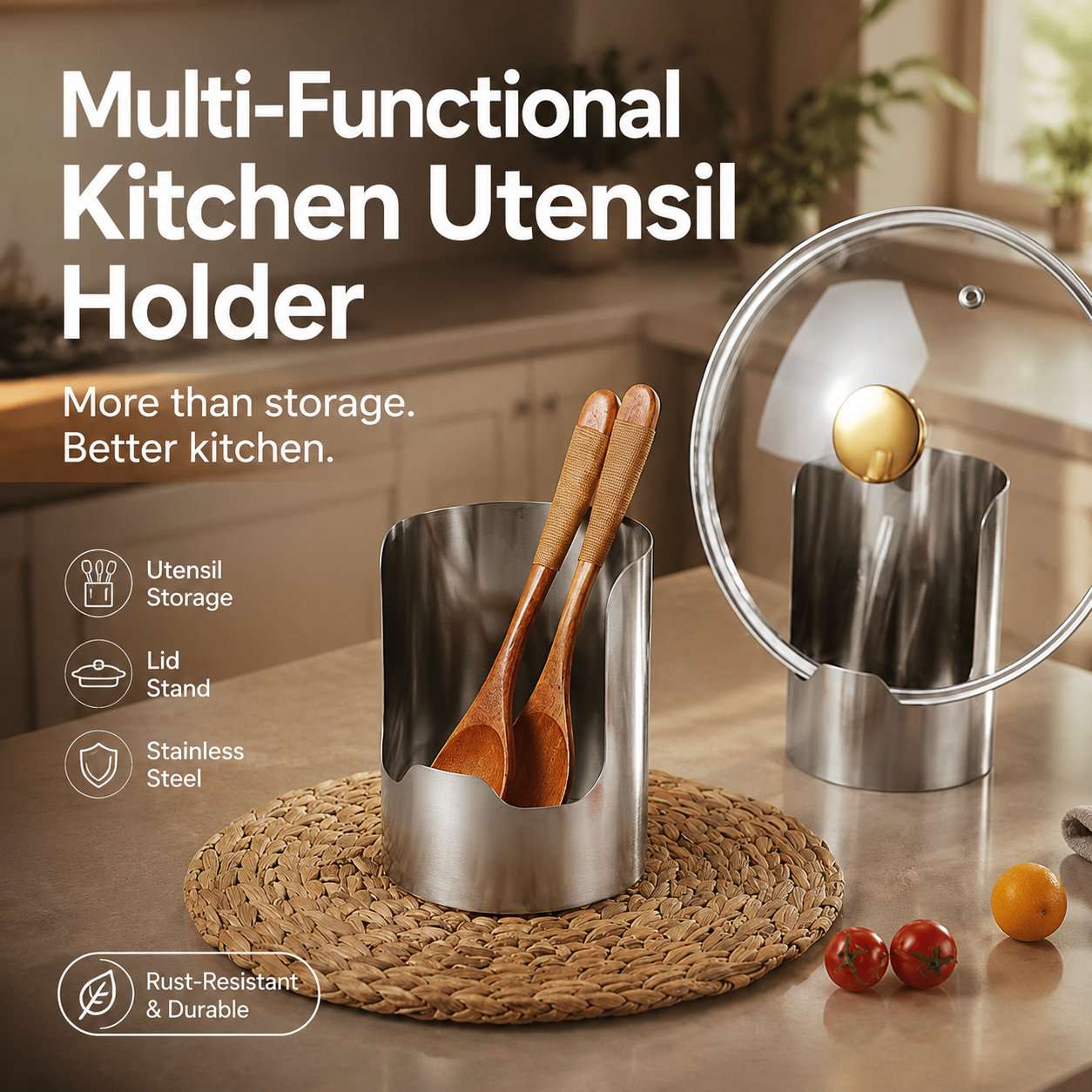 🔥50% OFF🍳 Multifunctional Kitchen Utensil Organizer | Heavy-Duty Stainless Steel for Sturdiness · Space-Saving Vertical Design · Easy to Clean and Oil-Resistant