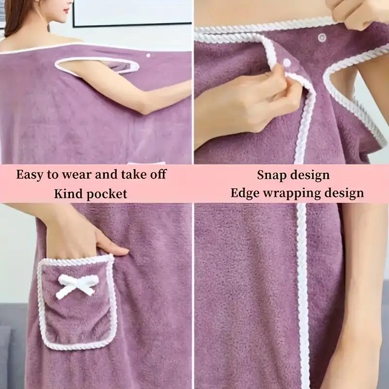 💥 50% OFF! ✨ Plus Size Women's Wearable Shower Skirt – Secure 2-Button Design, Super-Soft Coral Fleece & Quick-Dry Absorbent – Full Coverage That Stays Put, No Awkward Towel Drops 🚿