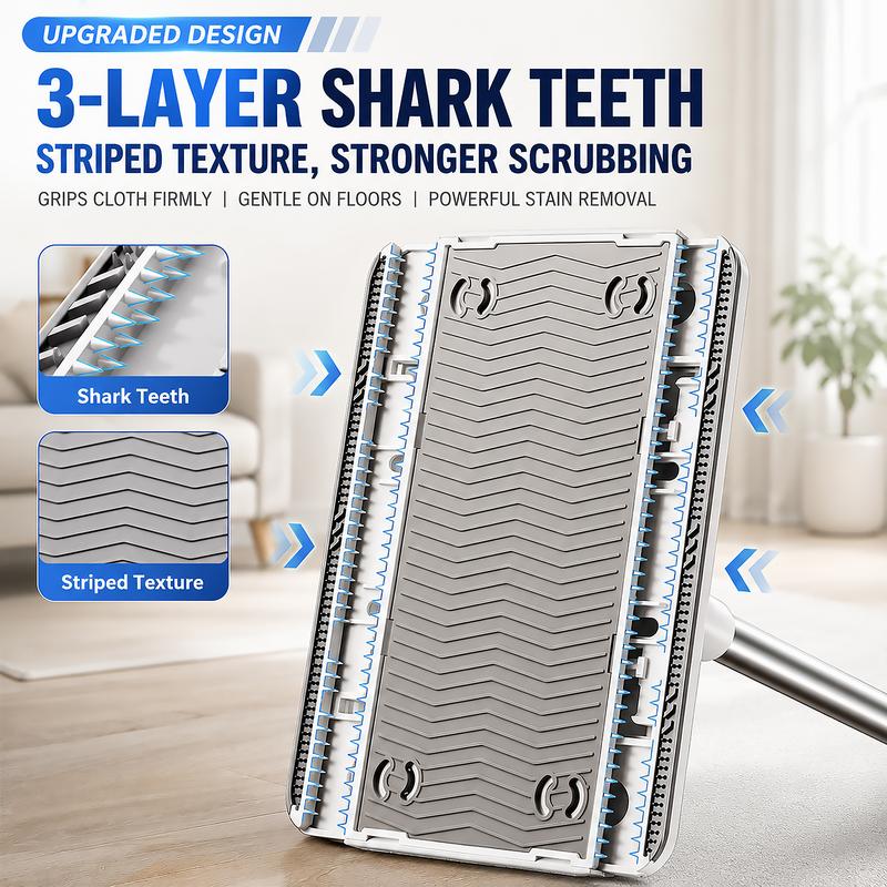 🧹50% OFF NOW! Auto-Clamp Flat Mop with Stainless Steel Extended Handle – One-Click Release Floor Mop, Works With Old Towels, Reusable Mop for Household Hard Surface Cleaning