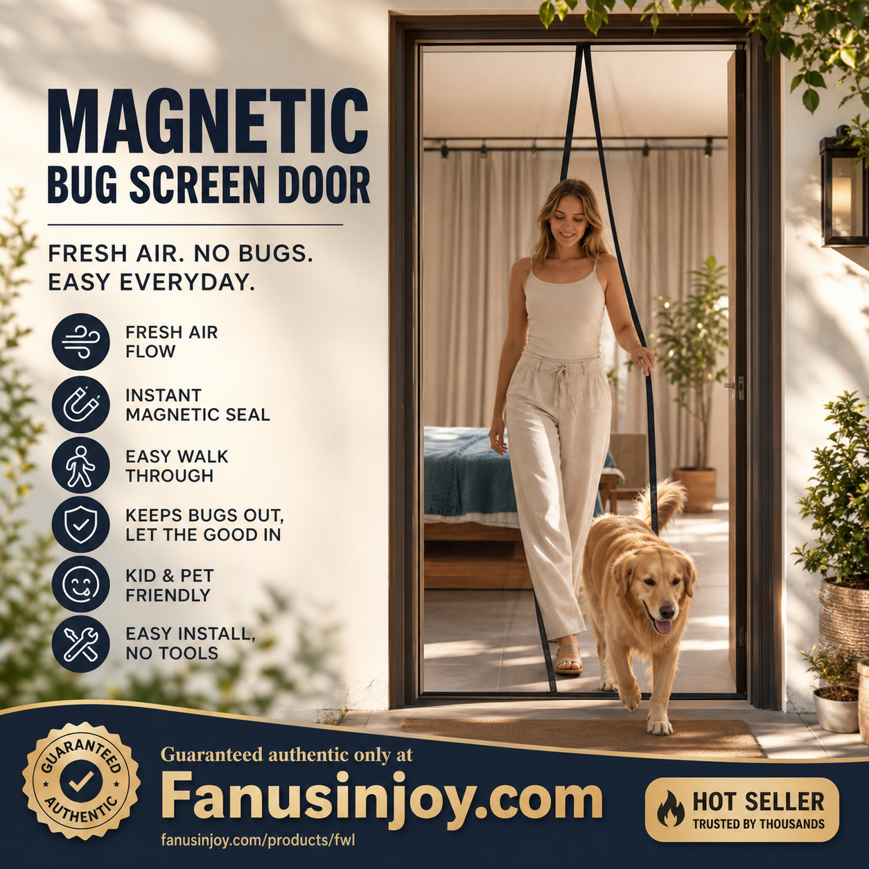 🔥Limited time 50% off！🦟Block all mosquitoes and insects！🚪Hands-Free Magnetic Screen Door