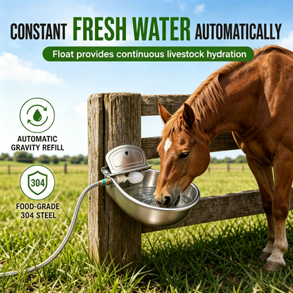🐄 Automatic 304 Stainless Steel Drinking Bowl with Float and Drain Hole for Cattle Horses Sheep and Dogs 🤖