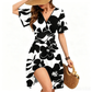 🌸 50% OFF NOW! 🌸Women's Ruffle Sleeve Sexy Sundress Floral V Neck Short Wrap Dress with Pockets