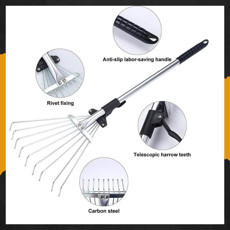 🍂 Save 50%! 🧹 Telescopic Garden Rake – Adjustable reach & durable tines ✨