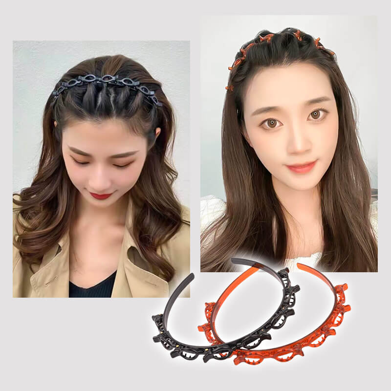 🌸 50% OFF! ✨ 2-in-1 Braided Hairband with Hair Clips – Non-Slip Toothed Headband with Multi-Clip Top Rail for Quick 30-Second Bangs Styling & Flyaway Control, Ultra-Flexible Break-Resistant Eco-Resin – for Women Girls Teens & Kids 🎀