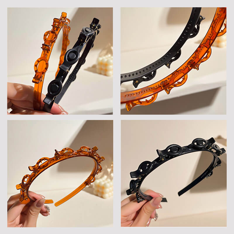 🌸 50% OFF! ✨ 2-in-1 Braided Hairband with Hair Clips – Non-Slip Toothed Headband with Multi-Clip Top Rail for Quick 30-Second Bangs Styling & Flyaway Control, Ultra-Flexible Break-Resistant Eco-Resin – for Women Girls Teens & Kids 🎀