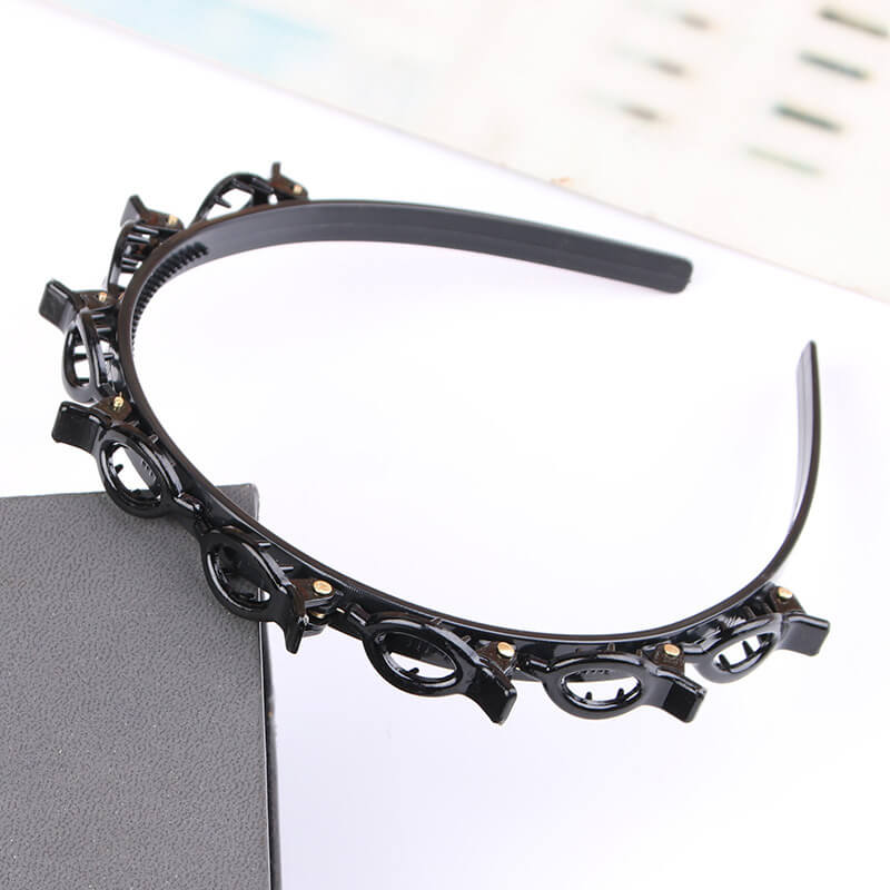🌸 50% OFF! ✨ 2-in-1 Braided Hairband with Hair Clips – Non-Slip Toothed Headband with Multi-Clip Top Rail for Quick 30-Second Bangs Styling & Flyaway Control, Ultra-Flexible Break-Resistant Eco-Resin – for Women Girls Teens & Kids 🎀