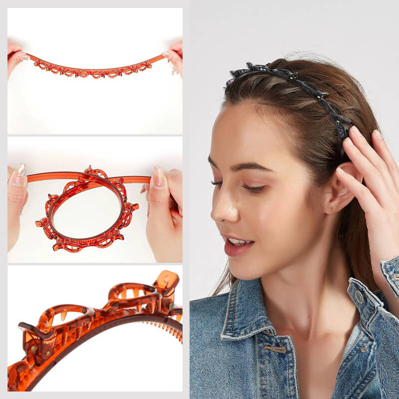 🌸 50% OFF! ✨ 2-in-1 Braided Hairband with Hair Clips – Non-Slip Toothed Headband with Multi-Clip Top Rail for Quick 30-Second Bangs Styling & Flyaway Control, Ultra-Flexible Break-Resistant Eco-Resin – for Women Girls Teens & Kids 🎀
