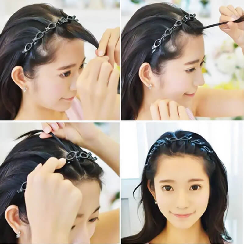 🌸 50% OFF! ✨ 2-in-1 Braided Hairband with Hair Clips – Non-Slip Toothed Headband with Multi-Clip Top Rail for Quick 30-Second Bangs Styling & Flyaway Control, Ultra-Flexible Break-Resistant Eco-Resin – for Women Girls Teens & Kids 🎀