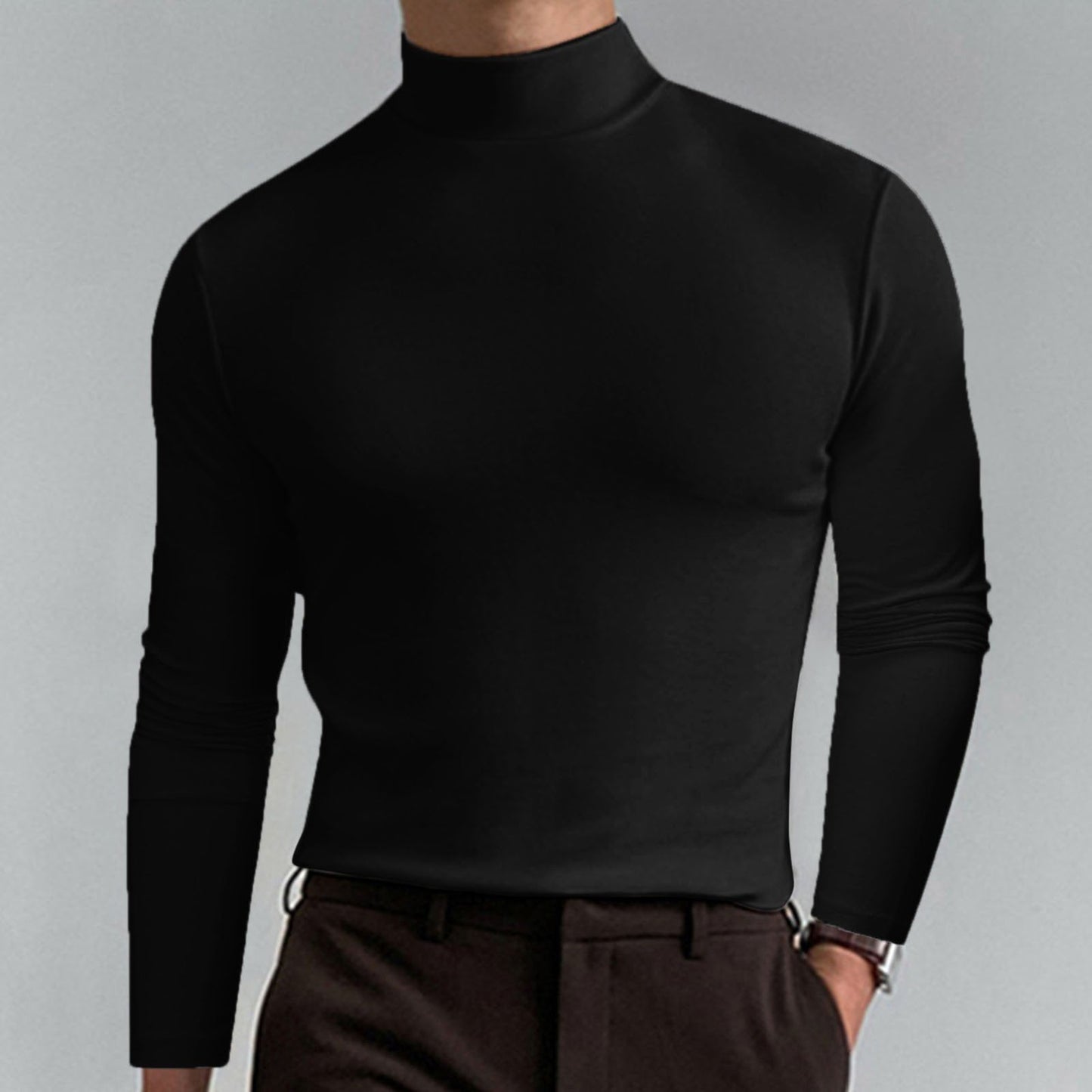 👕 60% OFF NOW! 🔥 Men's High Neck Slim Fit T-Shirt - Stretchy & Breathable for Gym or Casual, Modern Style & Comfort 🏃‍♂️📦