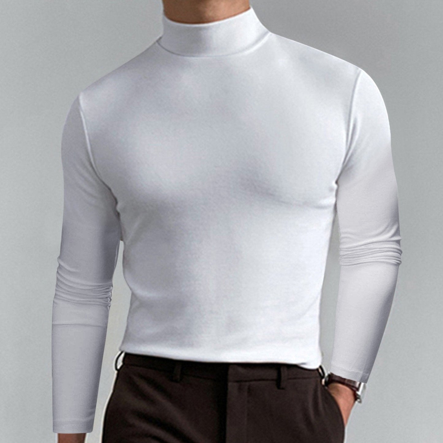 👕 60% OFF NOW! 🔥 Men's High Neck Slim Fit T-Shirt - Stretchy & Breathable for Gym or Casual, Modern Style & Comfort 🏃‍♂️📦