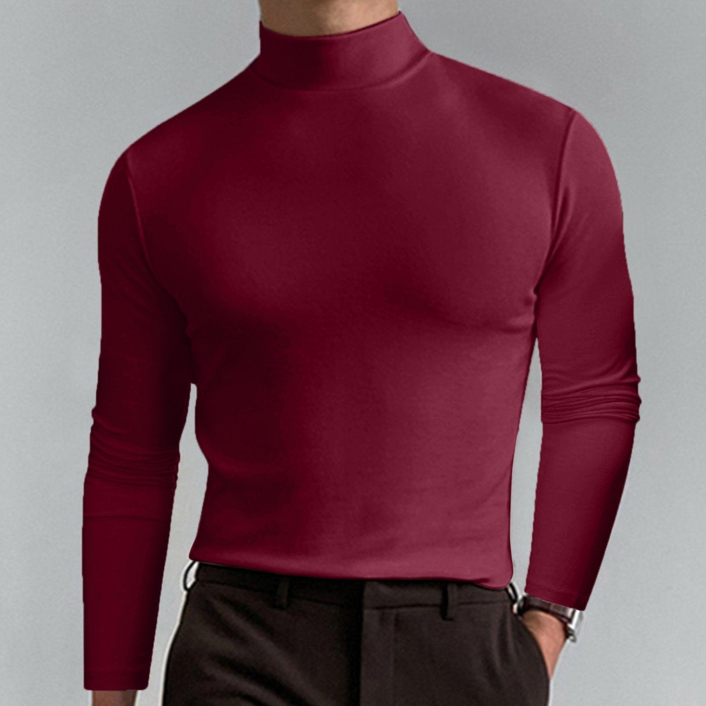 👕 60% OFF NOW! 🔥 Men's High Neck Slim Fit T-Shirt - Stretchy & Breathable for Gym or Casual, Modern Style & Comfort 🏃‍♂️📦