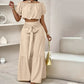⏳Time-Limited Special⏰Off-Shoulder Puff Sleeve Top & Wide-Leg Pants Set – Elegant Summer 2-Piece! 💃