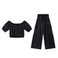 ⏳Time-Limited Special⏰Off-Shoulder Puff Sleeve Top & Wide-Leg Pants Set – Elegant Summer 2-Piece! 💃