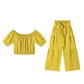 ⏳Time-Limited Special⏰Off-Shoulder Puff Sleeve Top & Wide-Leg Pants Set – Elegant Summer 2-Piece! 💃