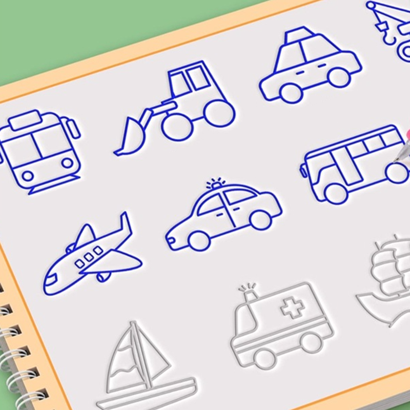 8-Theme Cartoon Tracing Groove Drawing Book