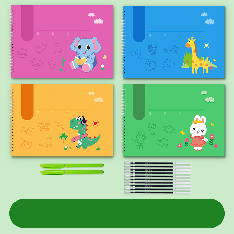 8-Theme Cartoon Tracing Groove Drawing Book