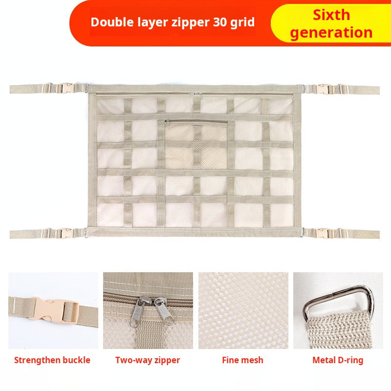 🚤 Save 50%! 🎣 Overhead Mesh Storage Net – Multi‑pocket & adjustable for SUV/van ✨