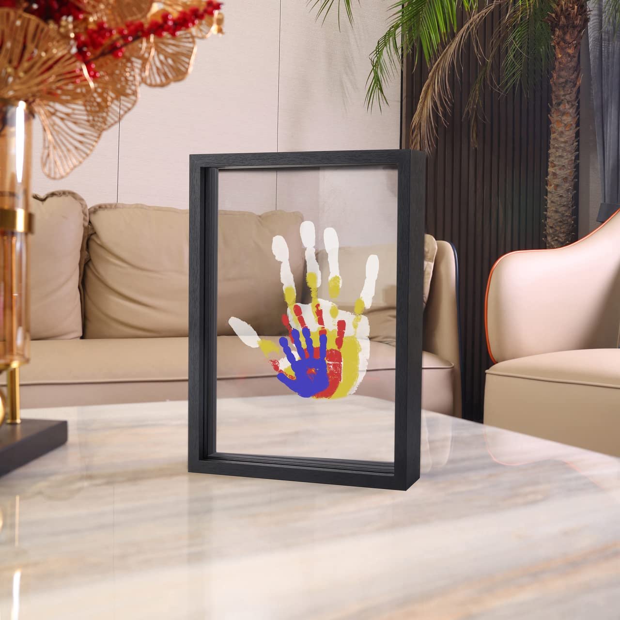⏳Limited-time 60% off⏰Family handprint set🎨 DIY Family Memorial Gift Kit, Acrylic Board,🖐️Colorful Paints, Holds Up to 4 Handprints