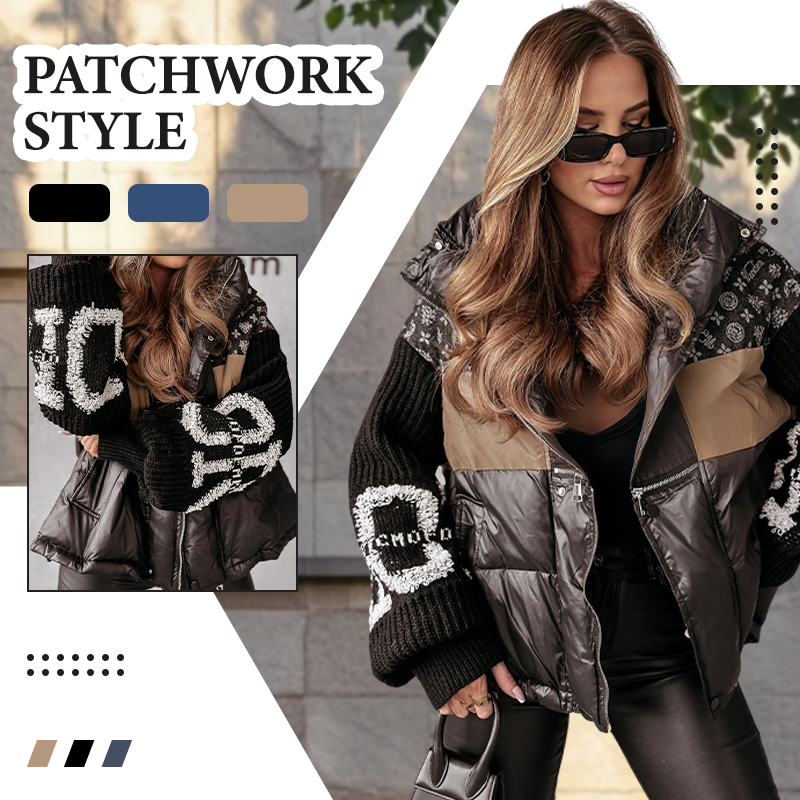 🎁 Hot Sale 49% OFF 🔥Women’s Patchwork Knit Sleeve Hooded Puffer Jacket|Free Express Delivery✈️